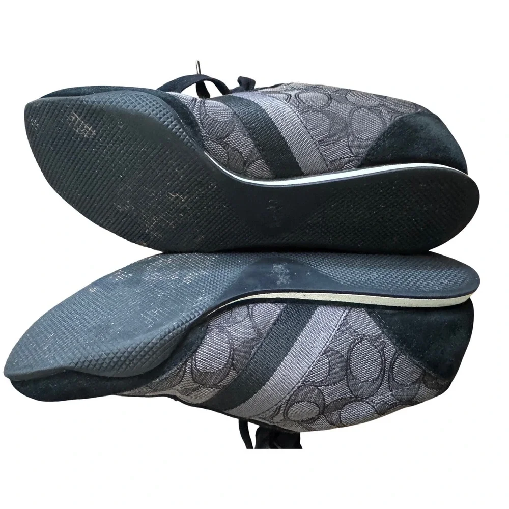 Coach Sneakers Woman Shoes Monogram‎ Black Gray Lace  Size 8.5